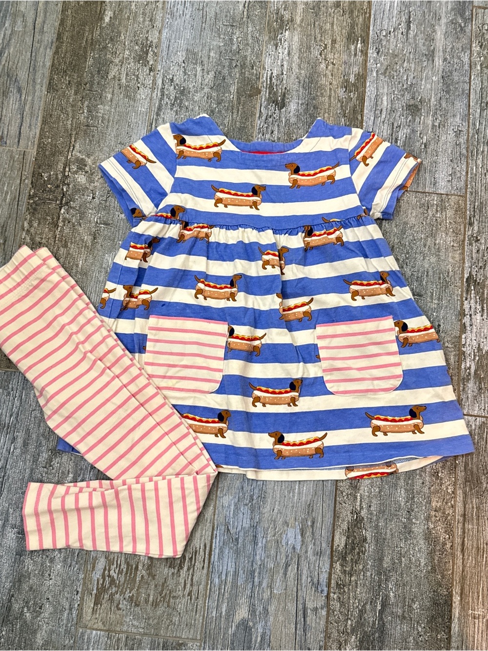 Mini Boden  Blue striped Tunic top with striped leggings